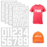 JUPSK 5 Sheets Iron on Numbers and Letters for Clothing, Iron On Heat Transfer Letters and Numbers for T Shirt Iron on Name Transfers for Vest(White)