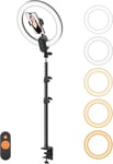 12"" Ring Light Avec Trépied Pour Bureau, Led Ring Light Telephone Avec Support De Téléphone, Anneau Lumière Avec 5 Modes D'Eclairage Et 10 Niveaux Pour Conférence Vidéo/Tiktok/Self[YIN145586]