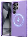 Vihibii Magnetic Designed for Samsung Galaxy S24 Ultra Case Compatible with MagSafe, Military Grade Drop Protection TPU Silicone Edge Rugged Shockproof Phone Case for Galaxy S24 Ultra 6.8"2024, Purple