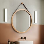 Beijiyi - Miroir Salle de Bain Mural Rond 45cm Miroir Décoration avec Cadre en Bois avec Crochet , Chambre ou Dressing