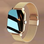 Montre Intelligente À Écran Tactile Complet Pour Hommes Et Femmes,Montres De Fitness De Sport,Appels Bluetooth,Montre-Bracelet Numérique,Ios,Android, - Type Gold Steel Watch