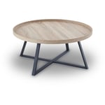 Dreya - Table basse ronde en bois clair piètement en métal noir