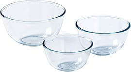 Pyrex – 8023509 – 3 Pieces; Glass Mixing Bowls/Salad Bowl – 0.5 L; 1 L; 2 L – Bo