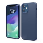 elago Coque Silicone Liquide Compatible avec iPhone 12 et 12 Pro (6,1”) Case Premium, Étui Protection Complète, Cover Antichoc à 3 Structure (Bleu)