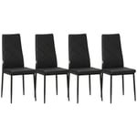 Rootz Set med 4 matsalsstolar - Köksstolar - Modern design - Optimalt stöd - Maximal komfort - Hållbar och robust - 41cm x 50cm x 97cm - Svart