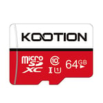 KOOTION 64GB Micro SD Card, UHD Video for GoPro, Action Camera, Drone, Smartphone, R/W up to 80/20MB/s MicroSDXC Memory Card UHS-I U1 Class 10