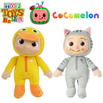 CoComelon JJ Duckie & Kitty Plush Stuffed Animal Toys, 2 Pack - 8" Plush.