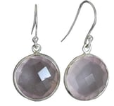 Rose Quartz Round Shape Sterling Silver Drop Dangle Earrings - Gemstone Jewellery Gift Ideas for Women - Natural Gem Gemstone - Wedding Bridesmaid - Birthday Gift - Christmas Gift Idea