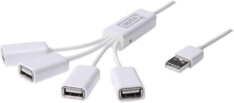 USB-Hub - 4 ports - USB 2.0 haut débit - 480 MBit/s - Hub USB Spider - Alimentation via USB / Alimentation - Blanc