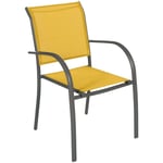 Hesperide - Fauteuil de jardin empilable Piazza jaune moutarde & graphite en aluminium traité époxy - Hespéride