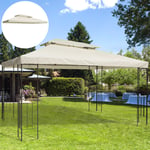 Gazebo Replacement Top Cream White 4x3m 2-Tier Waterproof Polyester Canopy