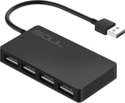 Data Hub 4 ports USB 2.0 Ultra Mince Compact alimentation externe Portable USB Hub 2.0 pour Macbook, Mac Pro / mini, iMac, Surface Pro, XPS, Laptop, PC, clés USB, disques durs externes