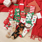 Christmas Socks For Women's Winter Thick Plush Warm Comfortable Soft Coral Velvet Cute Santa Claus Sock Warm Snowy Socks For Men