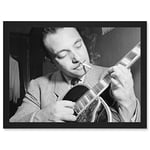 Artery8 Vintage Photo Music Legend Guitar Player Django Reinhardt Black & White A4 Artwork Framed Wall Art Print