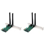 Tlily - 2X Carte Sans WiFi Mini Adaptateur pci-e Express Vers avec 4 Antennes Externes pour pc