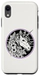 iPhone XR Unicorn in Black White Purple Hibiscus Roses Champion Wreath Case