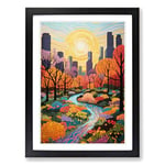 Central Park Colour Field Framed Wall Art Print, Ready to Hang Picture for Living Room Bedroom Home Office, Black A2 (48 x 66 cm)