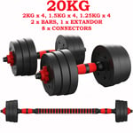 ZENO FITNESS 20KG DUMBELLS PAIR OF WEIGHTS BARBELL/DUMBBELL BODY BUILDING SET