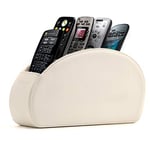 Londo Range Télécommandes à 5 Compartiments - DVD, Blu-Ray, TV, Chaîne Hi-FI, Roku ou Apple TV - Cuir avec Doublure Suédée - Faible Encombrement pour Séjour ou Chambre (Blanc)