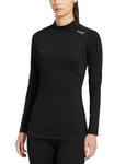 BALEAF Gym Tops Women Thermal Long Sleeve Shirts Warm Running Training Hiking Ski Base Layer Black XS