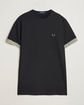 Fred Perry Striped Cuff Crew Neck T-Shirt Black