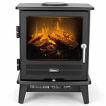 Dimplex Willowbrook Optimyst Electric Stove, Black Free Standing Electric Fireplace with Realistic LED Flame and Smoke Effect, Fan Heater, Thermostat, Remote Control