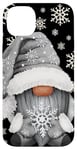 Coque pour iPhone 14 Plus Cool Grey Goth Gnome With Cute Snowflake Pattern For Winter