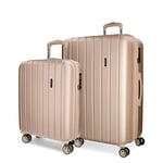 Movom Wood Set de Bagages Beige 55/70 cms Rigide ABS Serrure TSA 119L 4 roues doubles Bagage à main