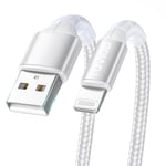 Câble Iphone Chargeur Iphone 3m, [Certifié Mfi] Câble Lightning Nylon Tressé Ultra Résistant Charge Rapide Pour Iphone 13 12 11 Pro Max Mini Xr Xs X 8 7 6 Plus 6s 6 Se 5 5s 5c - Argent