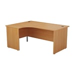 Office Hippo Professional Left Corner Office Desk, L-Shaped Office Desk, Strong & Reliable Panel Desk, Office Table With Integrated Cable Ports, PC Desk For Office & Home - Beech