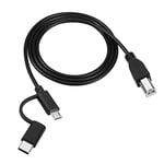 RIIEYOCA USB C Printer Cable 3.3 ft, 2-in-1 Designed,Micro USB to USB B Printer Cable， USB C to USB B Printer Cable for Phone,Computer, Scanner, Electric Keybords,Digital Piano, and etc.