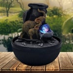 Elephant Water Feature Fountain Tranquil LED Mini Indoor Zen Planter Table Decor