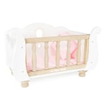 Le Toy Van - Educational Wooden Toy Role Play Beautiful Sleigh Doll Cot & Crib | Girls & Boys Pretend Play Toy Pram Playset - For Ages 3+