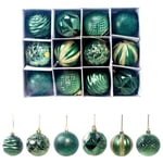 12pcs Christmas Balls Ornaments With Hanging Rope Party Decor Green