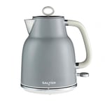 Salter EK5737GRY Retro 1.7L Kettle – 3KW Rapid Boil, 360° Base, Retro Design, Boil Dry/Auto Shut-Off, Blue Indicator Light, Strix Controller, Cordless, Removable Limescale Filter, Vintage, Grey/Cream