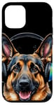 Coque pour iPhone 15 Pro Berger Allemand Écouteurs Chien Alsacien Animaux Imprimé