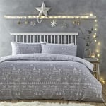 Charlotte Thomas Jolly Christmas Duvet Cover Set Silver Xmas Bedding Set Single,Grey