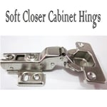 2x Soft Close Kitchen Cabinet Cupboard Hinges Wardrobe Door Slow Shut Plate 12cm