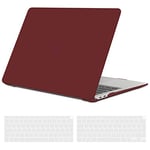 TECOOL Coque Compatible avec MacBook Air M1 (A2337) et MacBook Air 13 Pouces 2020 2019 2018 (A2179 A1932), Coque Rigide en Plastique Fine et Protection Clavier (UE AZERTY), Bordeaux Rouge