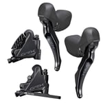 Shimano GRX RX600 Disc Brake STI's & RX400 Flat Mount Calipers - 1x11 Speed Dark Grey / 11 Pair No Rotor 1000mm Front Hose 1700mm Rear