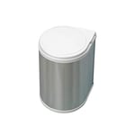 Emuca - Poubelles de porte de meuble, compartiment de déchets, conteneur de 13L avec couvercle automatique et fixation à la porte, plastique, finition acier inoxydable