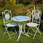 Fenton Mediterranean Mosaic Garden Patio Bistro Set