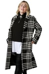 Sara Lindholm Femme Grandes Tailles Manteau Coup Comfort Fit avec Motif à Carreaux tissés, Revers et Ceinture à Nouer Noir 46 200383100-44