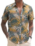 COOFANDY Chemise A Fleurs Homme Chemise Homme Ete Leger Chemise Lin Homme Chemise Fleurie Homme Chemises Hawaiennes Chemise De Plage pour Hommes PAT15 M