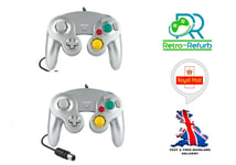 2X Silver Nintendo Gamecube Controller Fits Official GC & Wii Console UK Seller