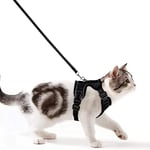 Wdmiya Harnais Chat Petit Chien Laisse Harnais Chaton Réglable Gilet Refléchissant Respirant, Collier Harnais et Laisses Sécurité Anti-évasion pour Lapin Chats et Chiots (XS, Noir)