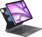 Clavier iPad Air 13 Pouces 2024 (M2),Magic Keyboard pour iPad Air 13""/Pro 12.9"" 2022-2018 avec Trackpad Multi-Touch Bluetooth Clavier Rétroéclairél,AZERTY,Gris