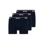 BOSS Men's 3-Pack Power Cotton Stretch Boxer Briefs Shorts, Peacock Blue, XXL