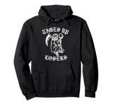 Times Up Losers Old School Grim Reaper Holds The Worlds End Pullover Hoodie