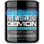 Pre Workout Demon - Advanced Pre-Workout Energy Powder with Creatine, Caffeine, Beta-Alanine & Glutamine, Blue Raspberry, 360g - 40 Servings